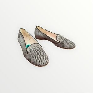 NEW Ferca 81 Gray Women's Suede Leather Rhonestone Loafers Size US 8